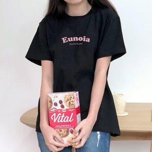 [험블] 심플 레터링 여성 여름 반팔티셔츠 블랙