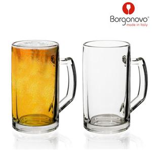 투명 맥주잔 480ml 2P 업소용 가정용 손잡이 호프잔 유리컵