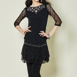 까르죠아 라운드 홀 블라우스 스포츠 댄스복 여성 빅사이즈