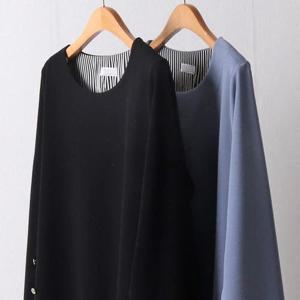 줄지 레이어드 버튼 긴팔 203I333S 빅사이즈 여성 503