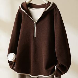 렐라웨어 / 하프퍼 봄 가을 후드 반집업 탑 2color_RH250128