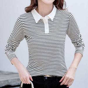 나바바 / NT1002 캐주얼 단가라 긴팔 카라 티셔츠