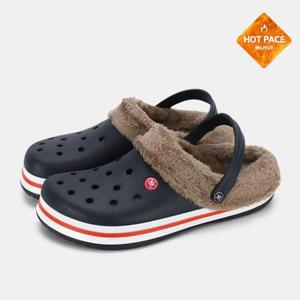 빌리버스 남성 겨울 캐주얼 방한용 아쿠아슈즈 슬립온 파츠장식 털 클로그 BSS809