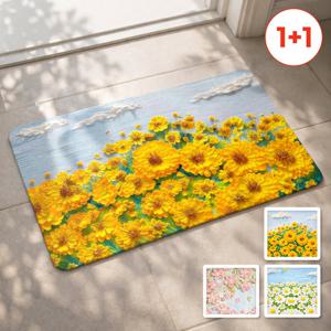 [1+1] 복을 부르는 행운가득 발매트 논슬립 플라워매트 (총 2P)