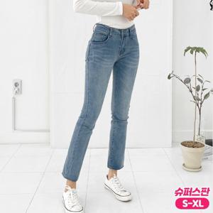 [가비진] 여성용 스판 쫀쫀 워싱 일자 슬림핏 데님 팬츠 청바지