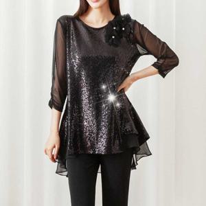 까르죠아 블링 반짝이 코사지 댄스복 블라우스 스포츠 라틴 밸리 라인 줌바