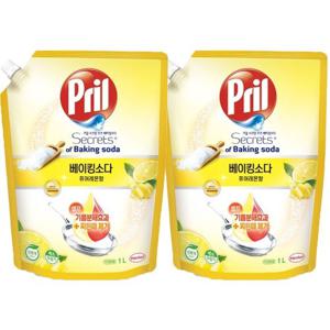헨켈 프릴 베이킹소다 주방세제 - 퓨어레몬 향 1L 리필X2개 설거지 찌든때 세제