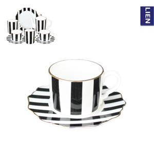 [LIEN]골든듀 스트라이프 커피잔 1P+커피잔받침 1P