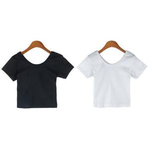 여자 무지 심플 데일리 블랙 반팔 크롭티