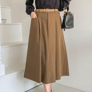 [애슬릿][애슬릿]여성 데일리 벨트 밴딩 롱 스커트 중년 치마