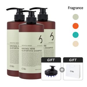 CH6 그리놀 허브 탈모 샴푸 1000ml 3개 (+샴푸브러쉬&쇼핑백)