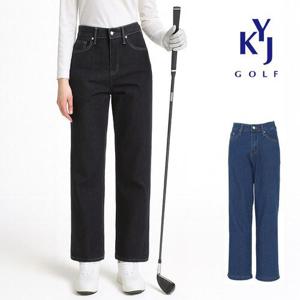 [김영주골프]봄가을 세미와이드 데님 팬츠 뒷밴딩 여성 골프 청바지 DPFLJN33