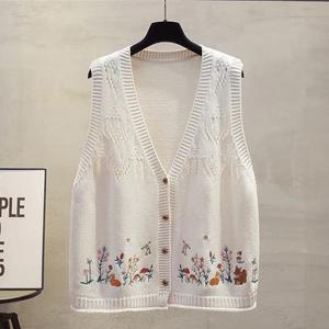 [유니제이] 어레인 플라워 자수 니트 조끼