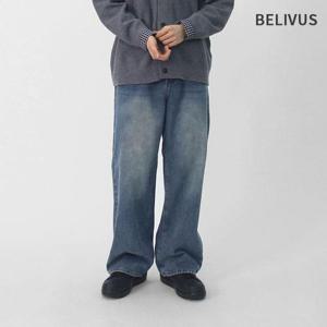 [빌리버스]빌리버스 남자 빈티지 워싱 와이드 데님 팬츠 BRTP008