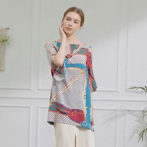 [라페어]체인 스카프 블루 튜닉 블라우스 LWBFD096-BU