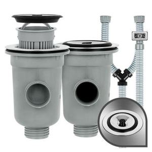 욕실용품 싱크통세트 2구 소 씽크대배수구교체 배수구망 호스