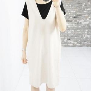 [XBI8J11K]스판 원피스 정장원피스 여름 민소매 조끼 캐