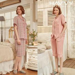 [딜크릿][하비] 여성 쿨인견100% 냉감 파자마 잠옷세트 반팔 7부바지
