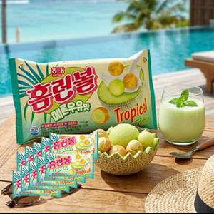 [해태] [10봉지] 홈런볼 트로피칼 메론우유 ([49g] x 10팩입 / 소비기한: 2026년 06월 11일까지)
