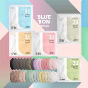 블루본 베이직 KF80 31 컬러 새부리형 성인 대형 마스크 10매