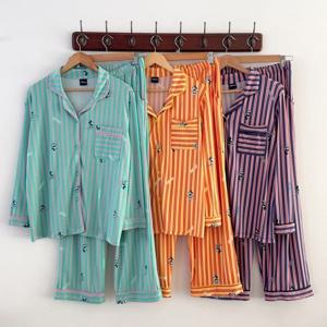 커플 디즈니 정품 모찌 미키 스트라이프 치즈 긴팔 잠옷 세트 3color