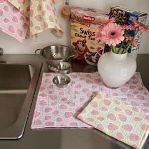 딸기 양면 4중거즈 주방 키친클로스