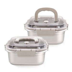 1+1 핸디형 멀티 스텐 김치통 1.8L / 손잡이 밀폐용기 반찬통 보관용기