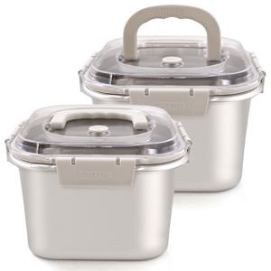 1+1 핸디형 멀티 스텐 김치통 5.5L / 대용량 김치통 손잡이 반찬통 밀폐용기 보관용기