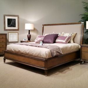 엔틱수입가구 원목 모던스타일 퀸침대프레임 S7115 상단매트리스 포함상품