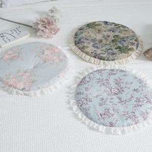 레이첼 하프린넨 패턴 프릴 방석 파스텔 로즈 라벤더 뜨왈 포레스트 장미