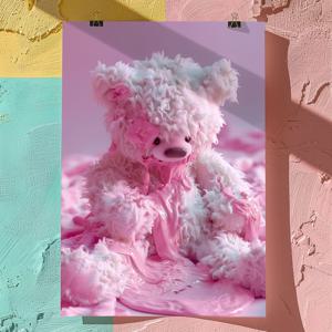 Melting Dream 녹아내리는꿈 핑크 곰인형 아트포스터  (A4~A1)