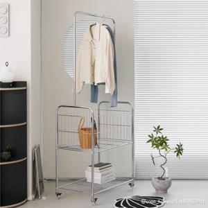 포인트 수납 스탠드 행거 2colors 바구니형 철제행거 이동식행거 트롤리 미드센츄리 행거