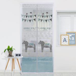 현관 방문 벨크로 부착 일체형 자석 모기장 러브버그 방충망 방충문 해피포니 3size