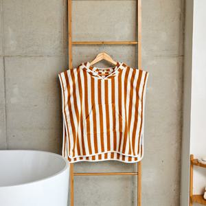 입기 편한 스트라이프 코튼테리 판초 mustard