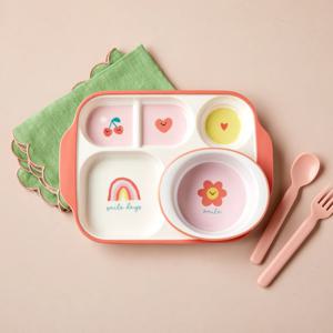 스마일하트 멜라민 나눔식판+볼 2P 세트