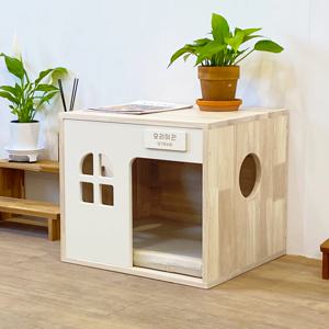 쿠키하우스 M 원목 강아지집 고양이집 소형견 숨숨집