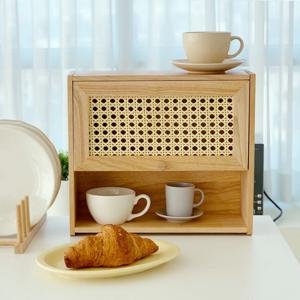 [리퍼] 내추럴 주방 우드 라탄 선반장 양념통 보관 / 향수 악세사리 보관 추천