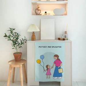 가족 일러스트 패브릭 포스터 34종 - 10.엄마와 딸 그리고 풍선