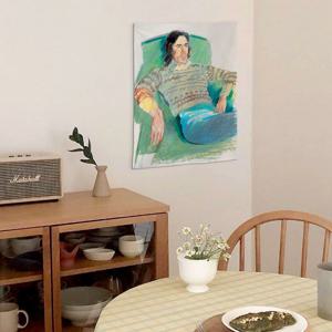 데이비드 호크니 명화 패브릭 포스터 22종 - 22.F-페어아일 무늬 스웨터를 입은 오시