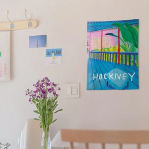 데이비드 호크니 명화 패브릭 포스터 22종 - 20.F-파란 테라스가 있는정원 (북커버)
