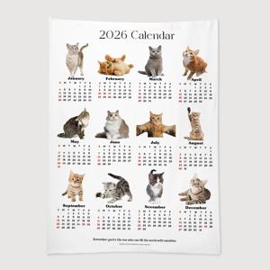 2026 인테리어 감성 오브제 캘린더 패브릭 포스터 - 4. 고양이 달력