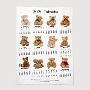 2026 인테리어 감성 오브제 캘린더 패브릭 포스터 - 6. 테디베어 달력