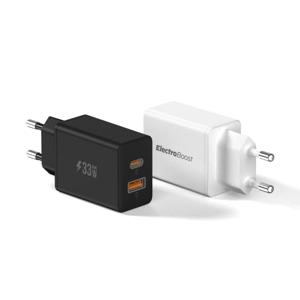 ElectroBoost 33W GaN 고속충전 어댑터(1C타입+1USB) 블랙 화이트