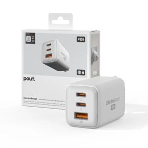 ElectroBoost 65W GaN 고속충전 어댑터(2C타입+1USB) 블랙 화이트