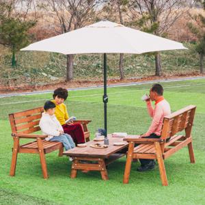 100% 통원목 야외 테이블 세트 정원 카페 편의점 의자 탁자 피크닉 파라솔 마당 옥상