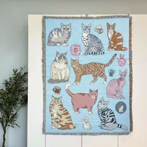 LOVELY CATS 대형 태피스트리 블랭킷 러그 4계절 선물 패브릭포스터 소파커버 식탁보
