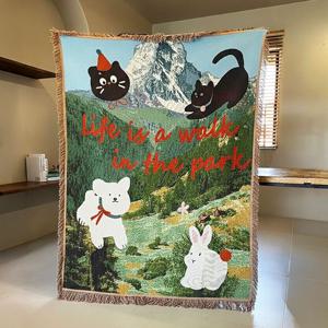 IN THE PARK 대형 태피스트리 블랭킷 러그 4계절 선물 패브릭포스터 소파커버 식탁보