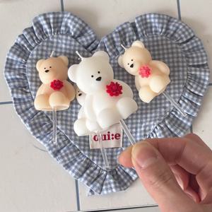 곰돌이 카네이션 향초 어버이날 스승의날 가정의달 기념일 케이크 초