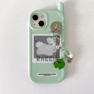MADE 그린 바니 도트 아이폰케이스 귀여운 레트로 전화기 안테나 y2k 클로버 키링