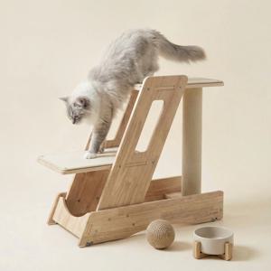 스텝 미니 캣타워 원목 2단 서브 캣타워